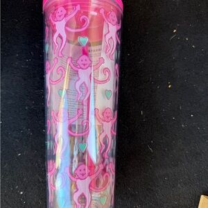 Starbucks Pink Roller rabbit 24oz Cold Cup with Hearts